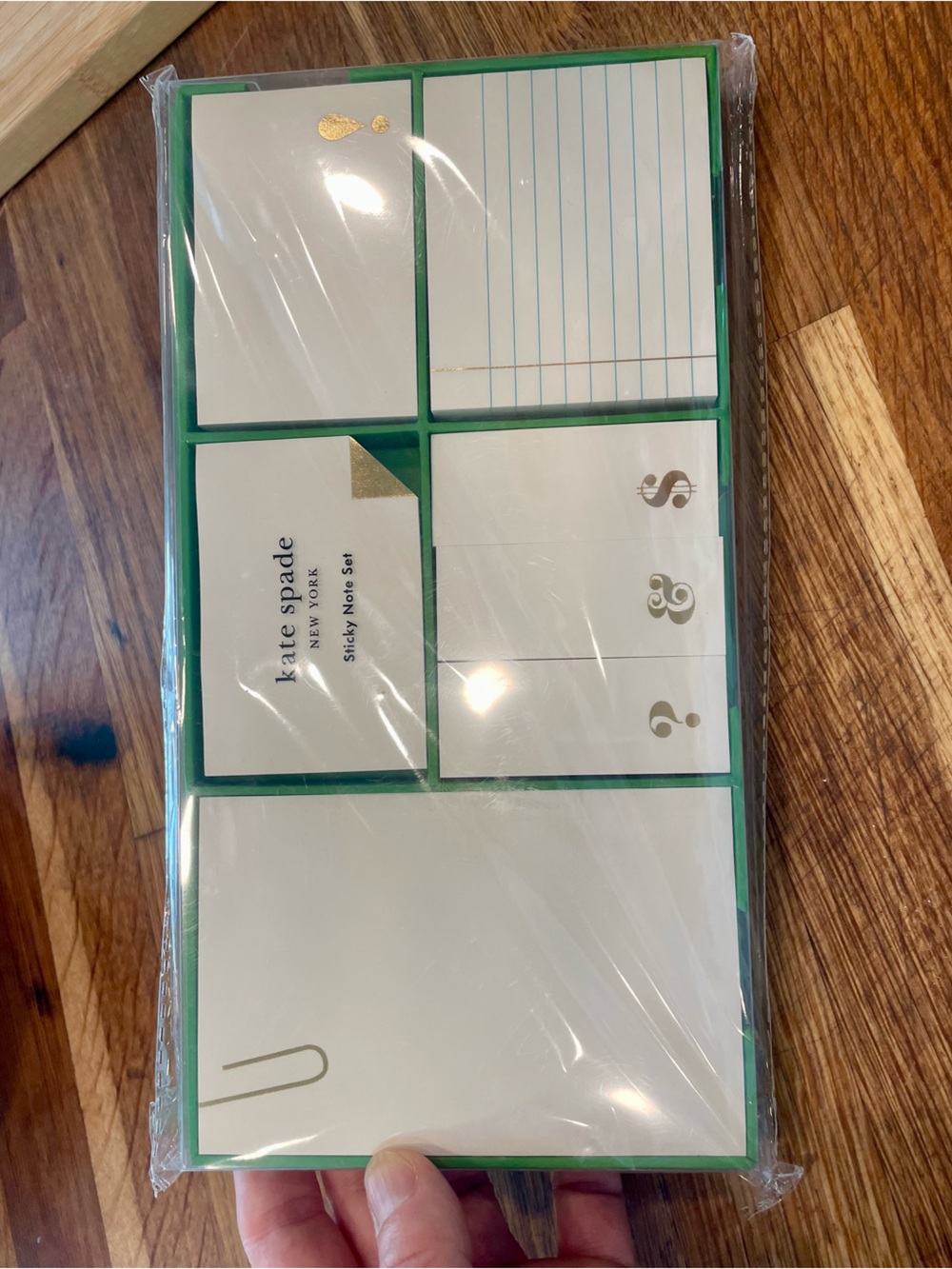 kate spade Green & White Sticky Note and Tab Set with Gold Accents - NWT
